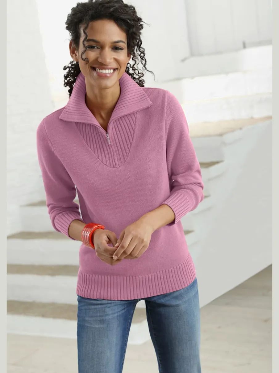 Pull sport avec col montant et manches longues côtelées