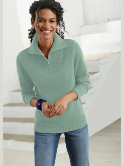 Pull sport avec col montant et manches longues côtelées