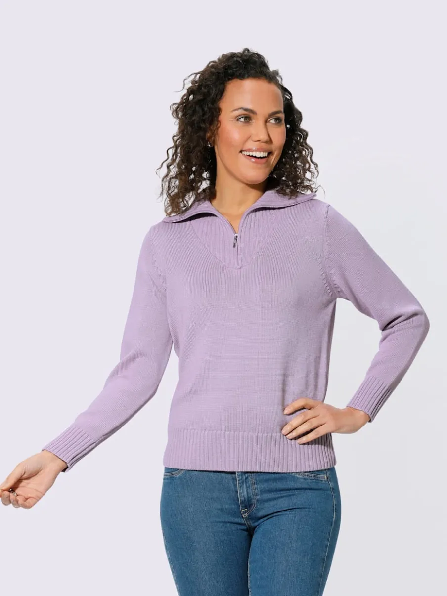 Pull sport avec col montant et manches longues côtelées