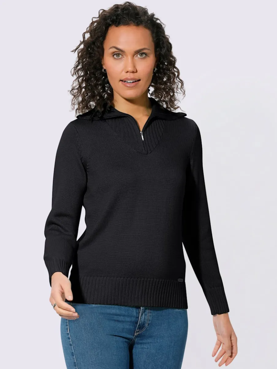 Pull sport avec col montant et manches longues côtelées