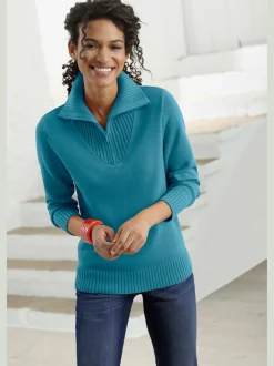 Pull sport avec col montant et manches longues côtelées