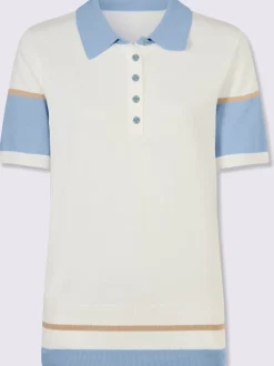 Pull sportif à col polo avec rayures et manches courtes