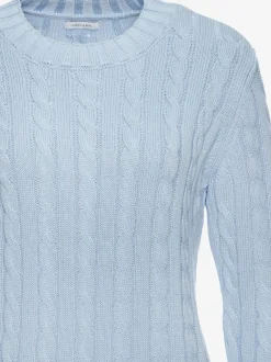 Pull torsadé à encolure ronde avec manches longues et bords-côtes