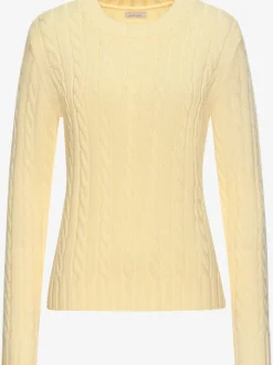 Pull torsadé à encolure ronde avec manches longues et bords-côtes