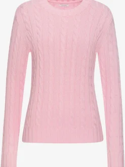 Pull torsadé à encolure ronde avec manches longues et bords-côtes
