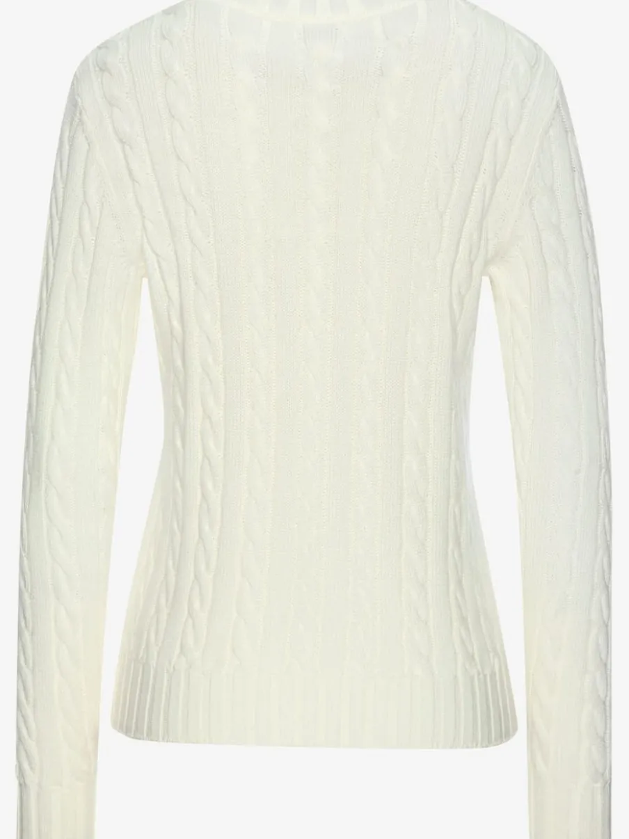 Pull torsadé à encolure ronde avec manches longues et bords-côtes