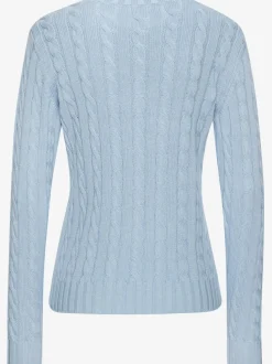 Pull torsadé à encolure ronde avec manches longues et bords-côtes