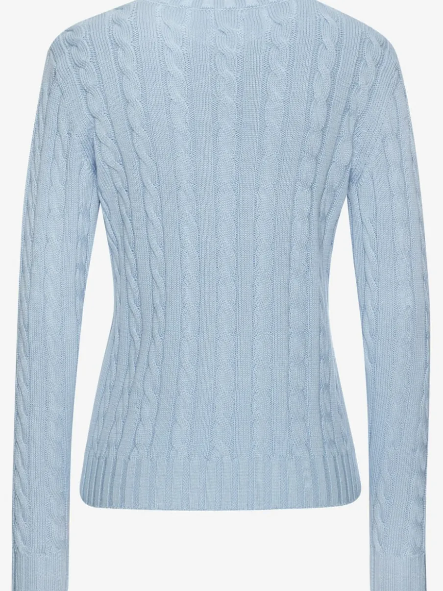 Pull torsadé à encolure ronde avec manches longues et bords-côtes