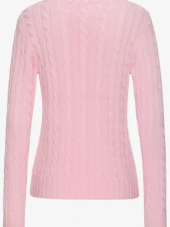 Pull torsadé à encolure ronde avec manches longues et bords-côtes