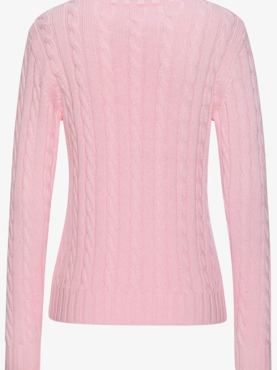 Pull torsadé à encolure ronde avec manches longues et bords-côtes