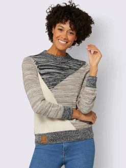 Pull tricot à col montant et manches longues côtelées