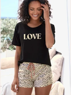 Pyjama court au superbe motif sergé chevron