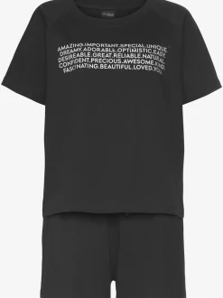 Pyjama court avec imprimé texte devant