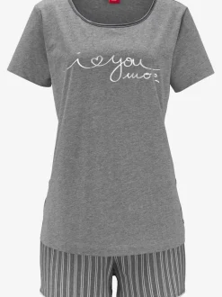 Pyjama court avec inscription imprimée
