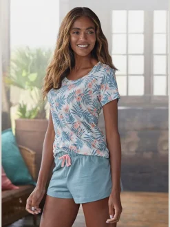 Pyjama court à motif tropical