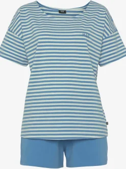 Pyjama court à rayures en fils teintés