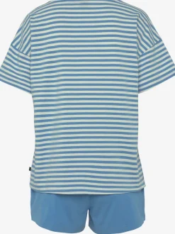 Pyjama court à rayures en fils teintés