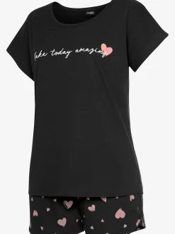 Pyjama court t-shirt de nuit à manches courtes et inscription