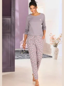 Pyjama long avec motif cœur