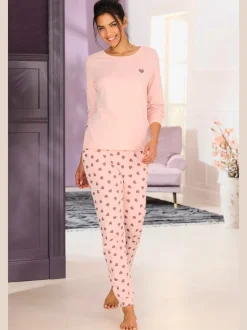 Pyjama long avec motif cœur