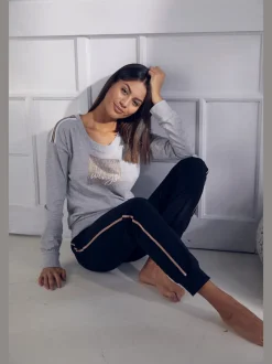 Pyjama long, imprimé devant