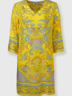 Robe ajustée avec col en V et motif floral