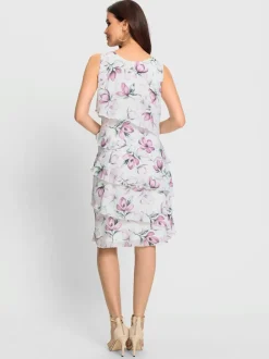 Robe avec volants en biais en qualité Georgette