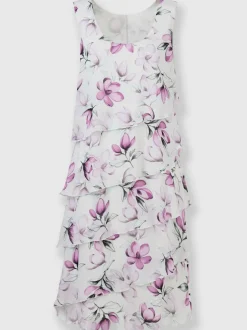 Robe avec volants en biais en qualité Georgette