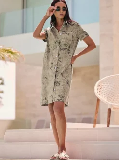 Robe chemise en coton doux avec motif structuré