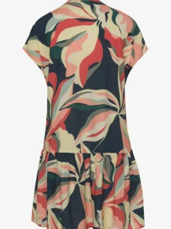 Robe chemisier col v avec motifs floraux et fronces