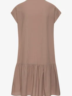 Robe chemisier courte à encolure en v avec mancherons et volants