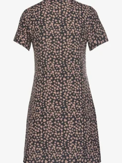 Robe chemisier à encolure en v avec petits cœurs et manches courtes