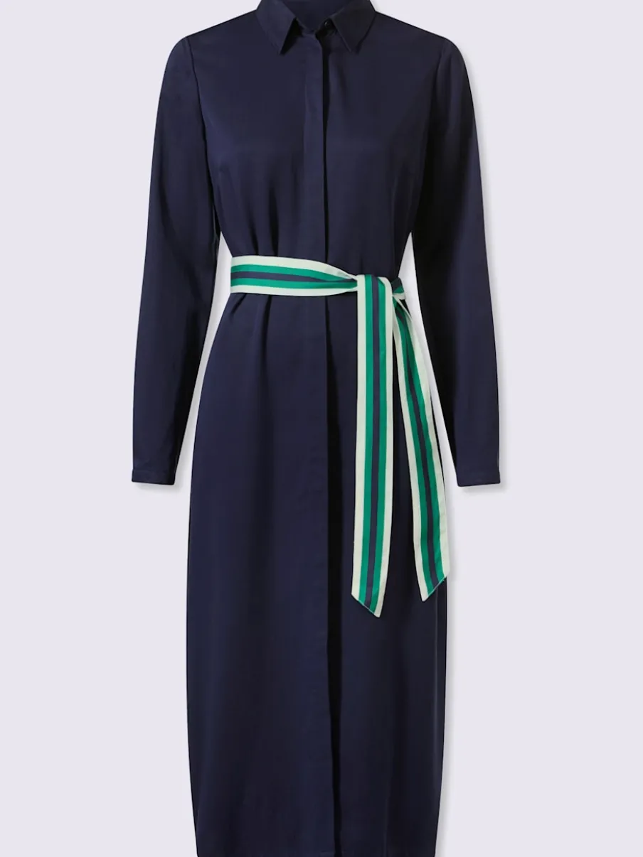 Robe-chemisier en lyocell avec col chemise et ceinture nouée
