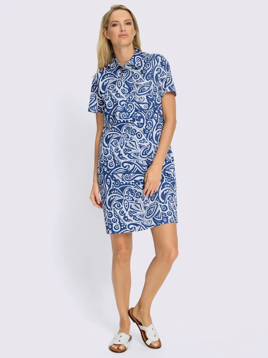 Robe chemisier à imprimé graphique avec col chemise et manches courtes