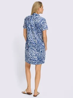 Robe chemisier à imprimé graphique avec col chemise et manches courtes