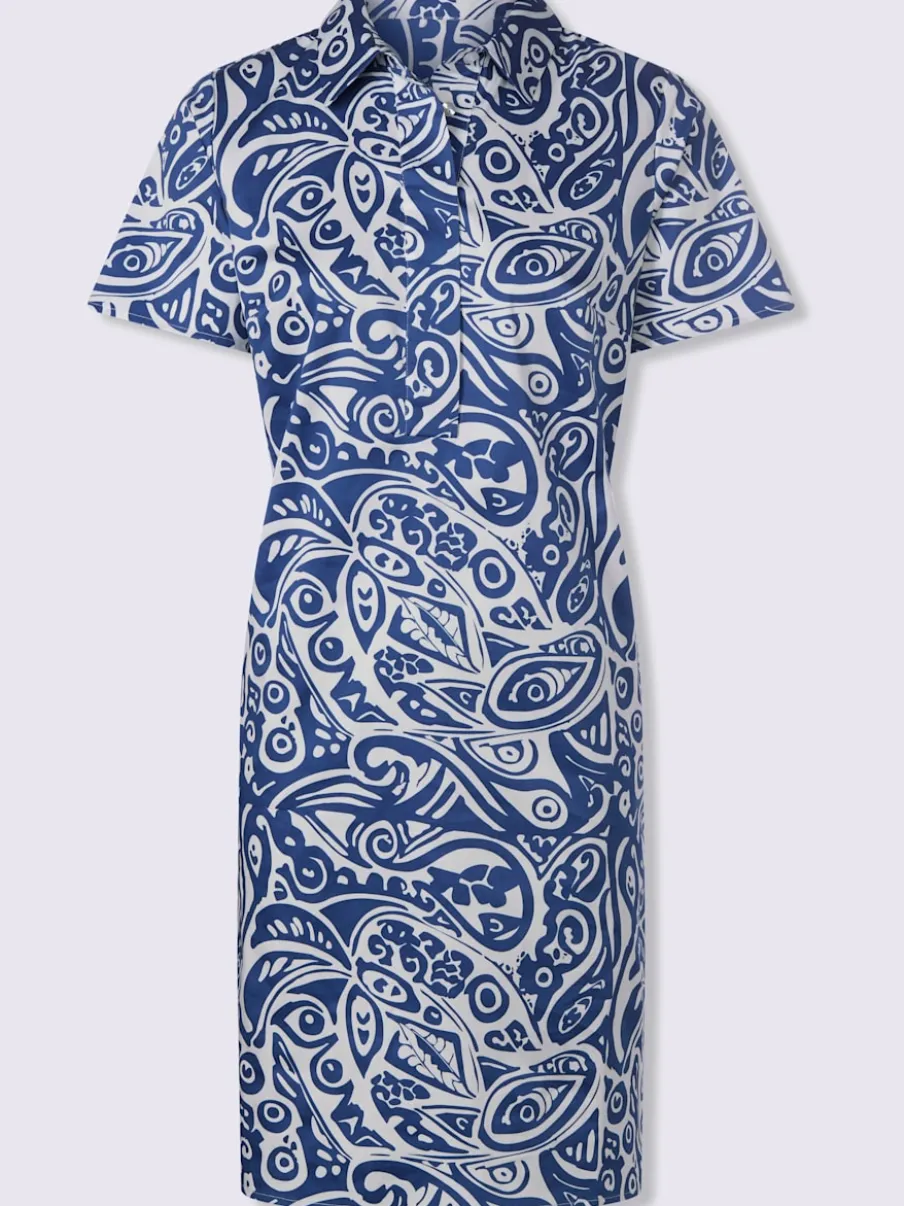 Robe chemisier à imprimé graphique avec col chemise et manches courtes