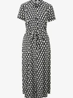 Robe-chemisier à motifs modernes avec ceinture à nouer