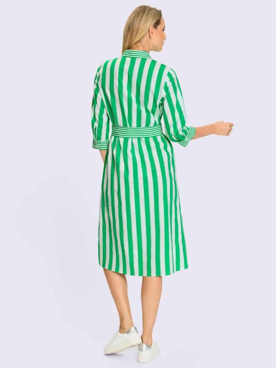 Robe chemisier rayée avec col chemise et poches