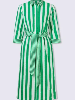 Robe chemisier rayée avec col chemise et poches