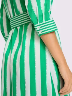 Robe chemisier rayée avec col chemise et poches