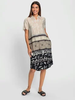 Robe décontractée col chemise manches courtes imprimée ethnique