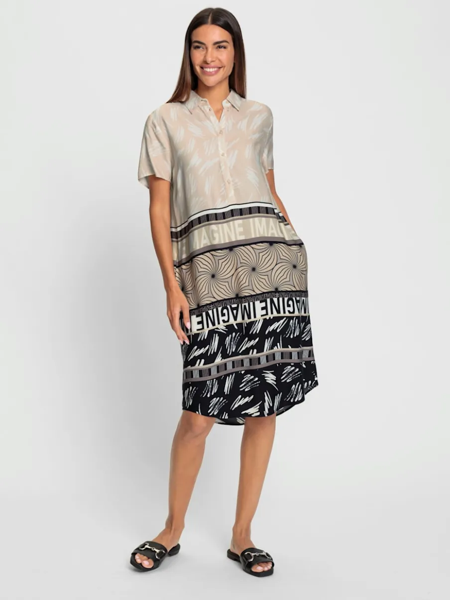 Robe décontractée col chemise manches courtes imprimée ethnique