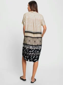 Robe décontractée col chemise manches courtes imprimée ethnique