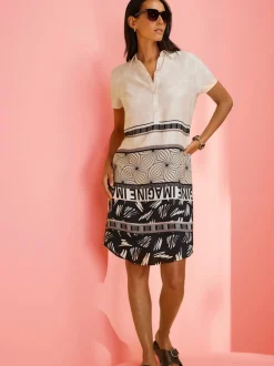 Robe décontractée col chemise manches courtes imprimée ethnique