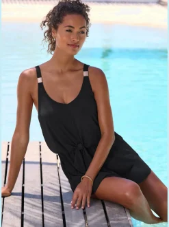 Robe de bain à bretelles réglables avec nœud décoratif