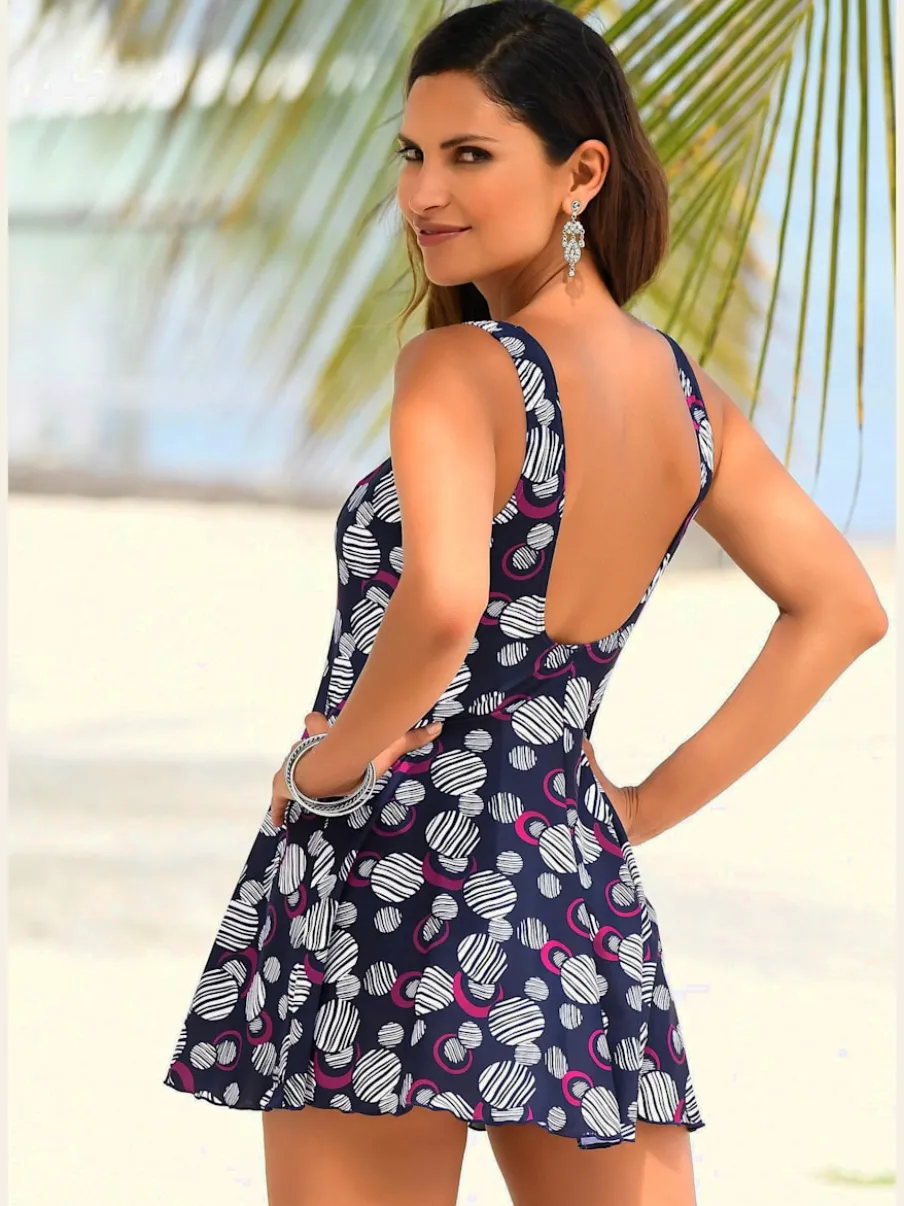 Robe de bain à col V avec jupe à motifs marins