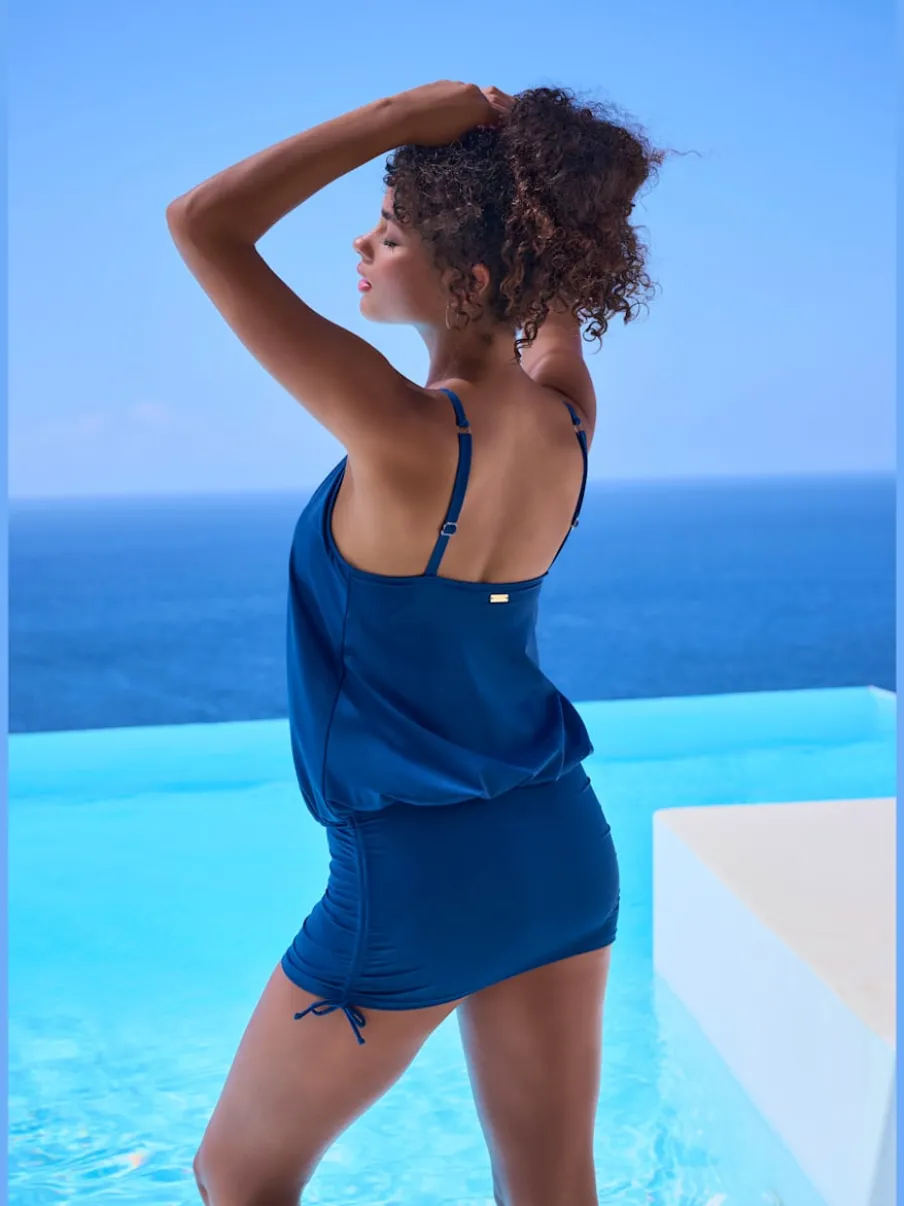 Robe de bain unis avec jupe à froncer amovible