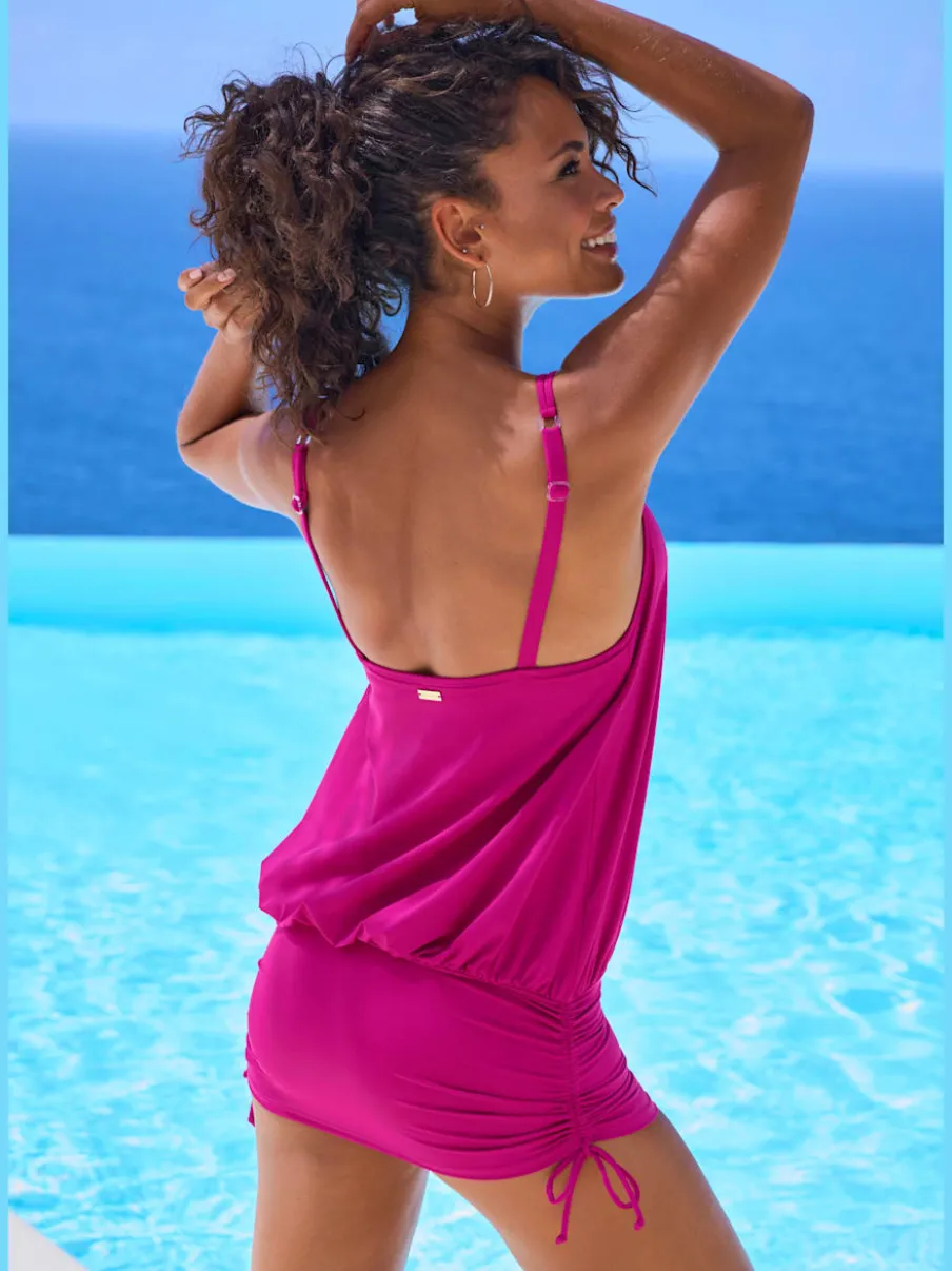 Robe de bain unis avec jupe à froncer amovible