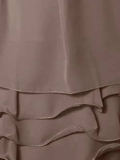 Robe de cocktail à encolure ronde et sans manches avec volants