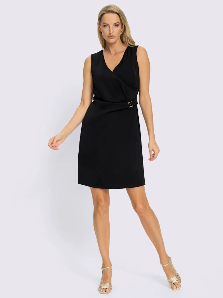 Robe de cocktail en jersey avec col V et effet cache-cœur